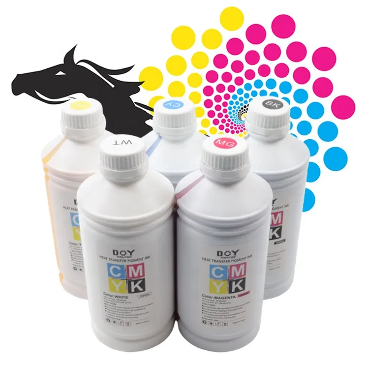 doyprinter wholesale cmyk white color water based pigment ink for digital heat transfer printer Wholesale CMYK White Color Water Based Pigment Ink for Digital Heat Transfer Printer